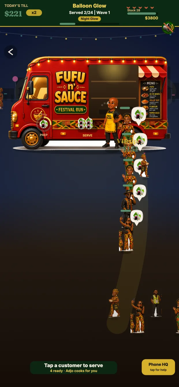 Preview of upcoming FUFU n' Sauce food truck gameplay